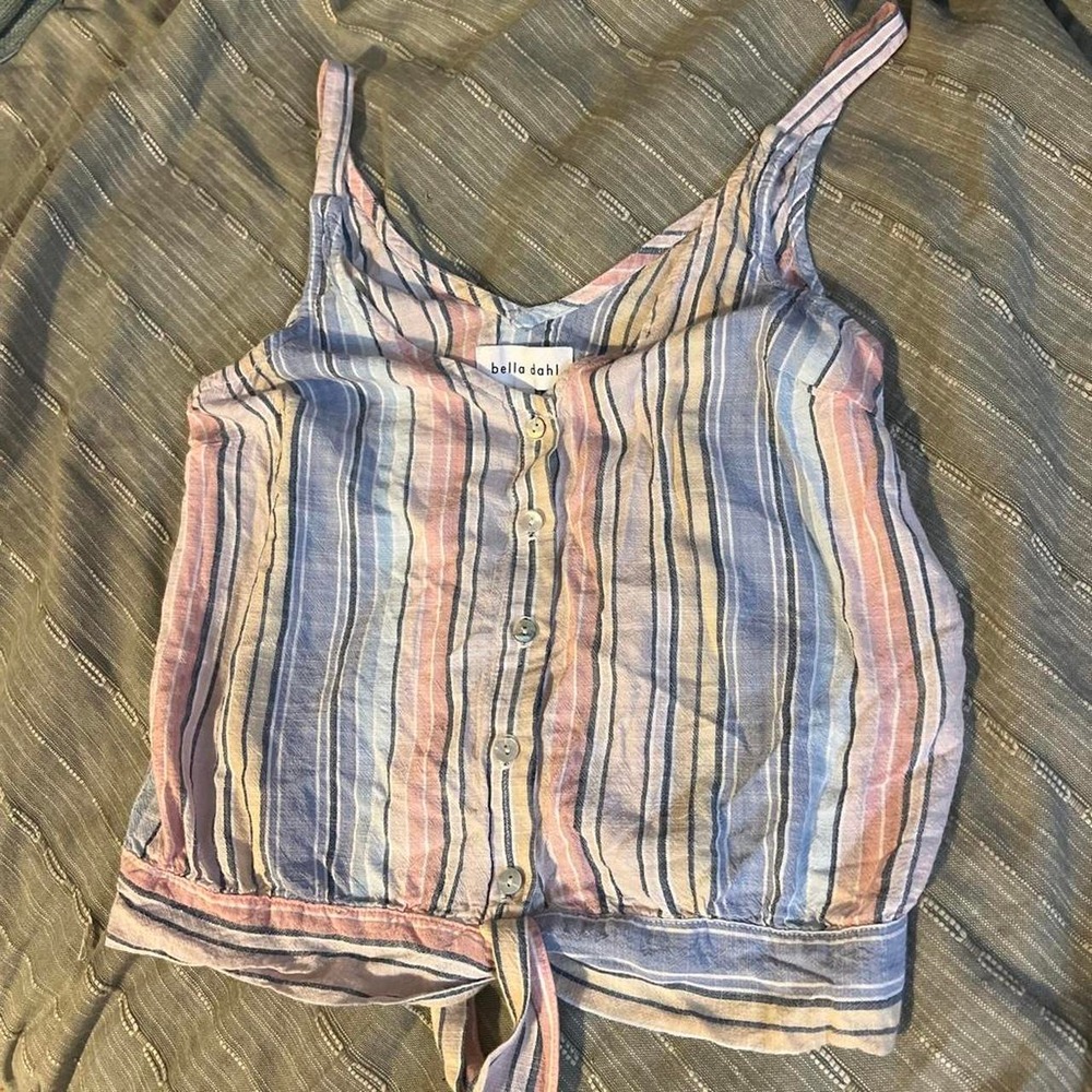 Belle Dahl designer multi-colored striped tank top